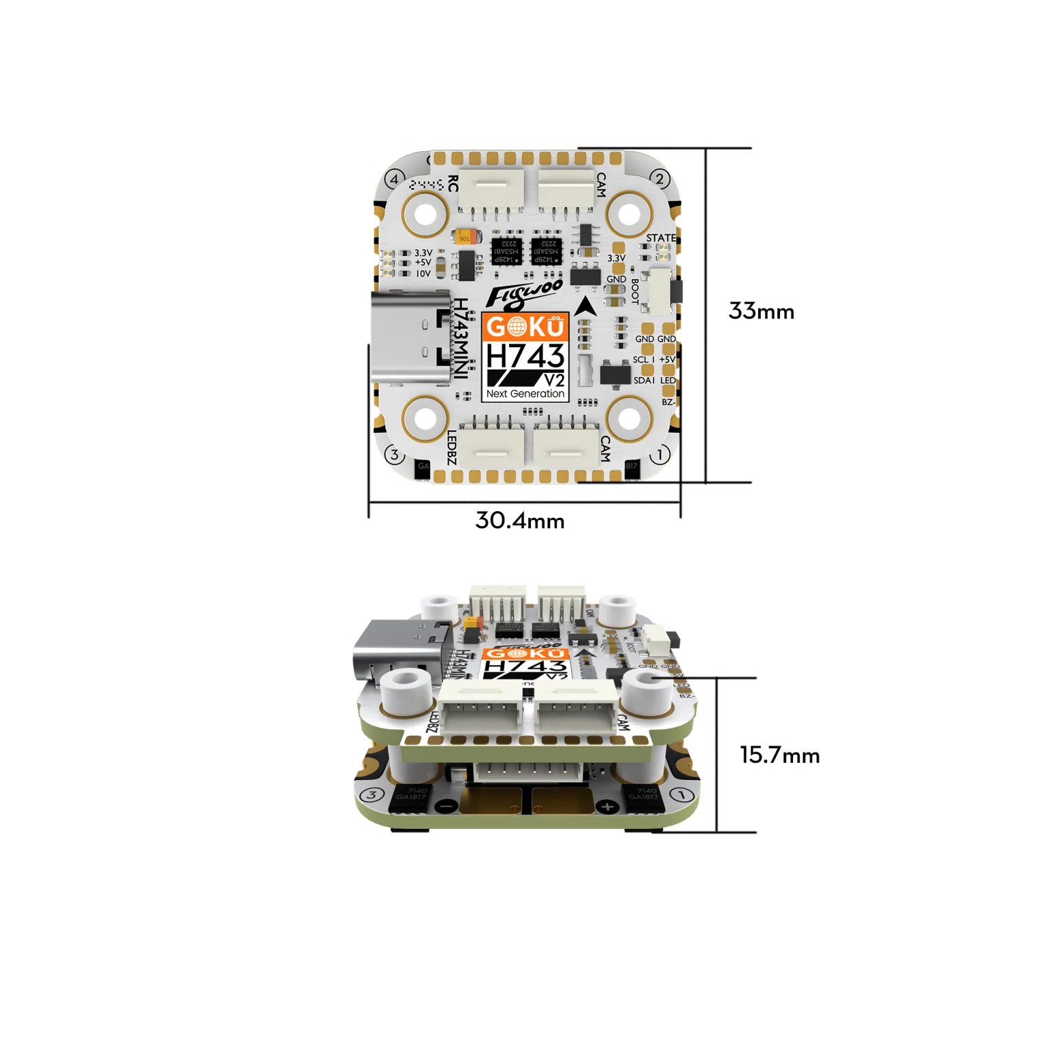 Flywoo GOKU H743 Pro Mini 45A 32Bit 128K 20x20 Stack – Plug & Play for O4 / O4 Pro - Image 4