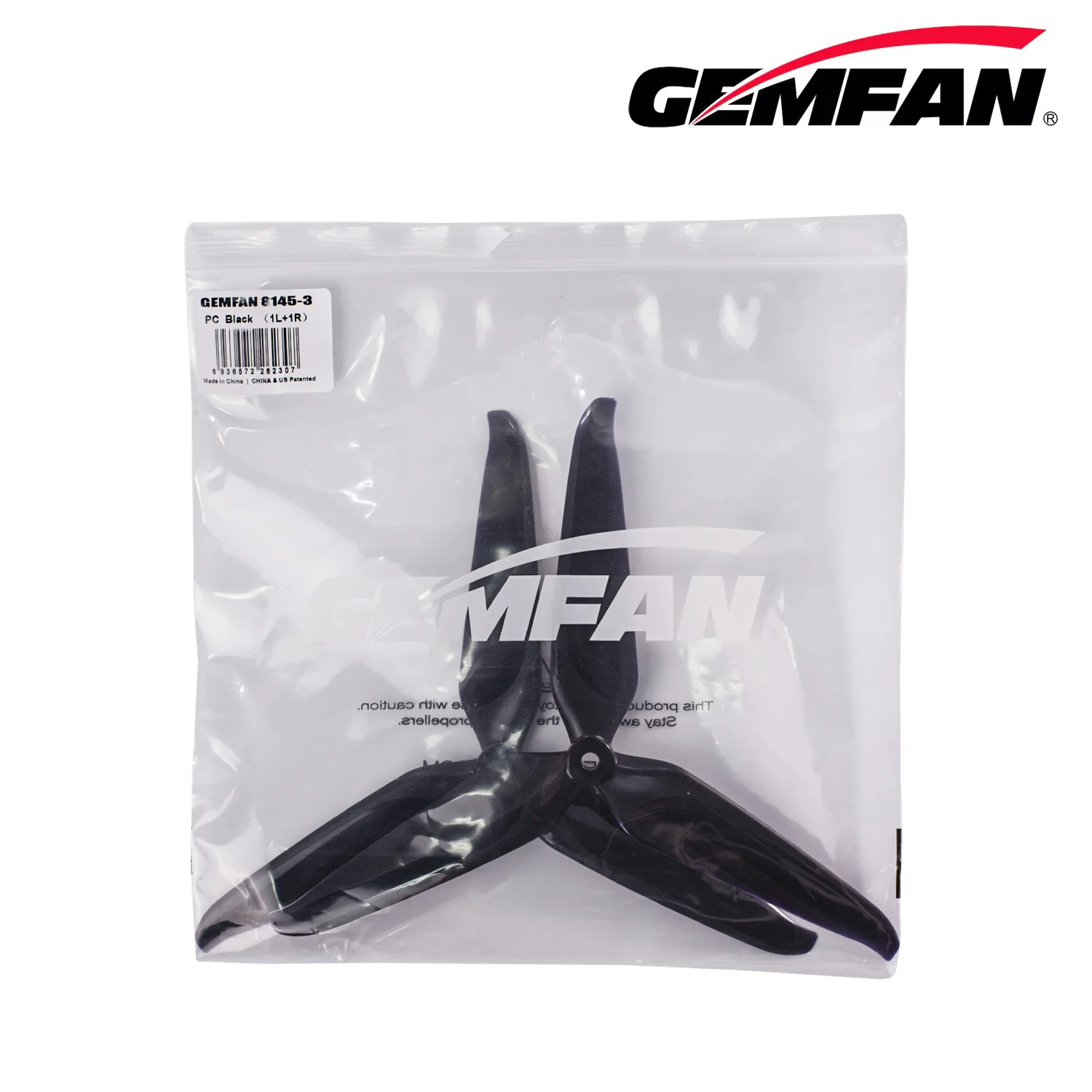 Gemfan 8145 3-Blade Propeller (Set of 2) – Black - Image 3