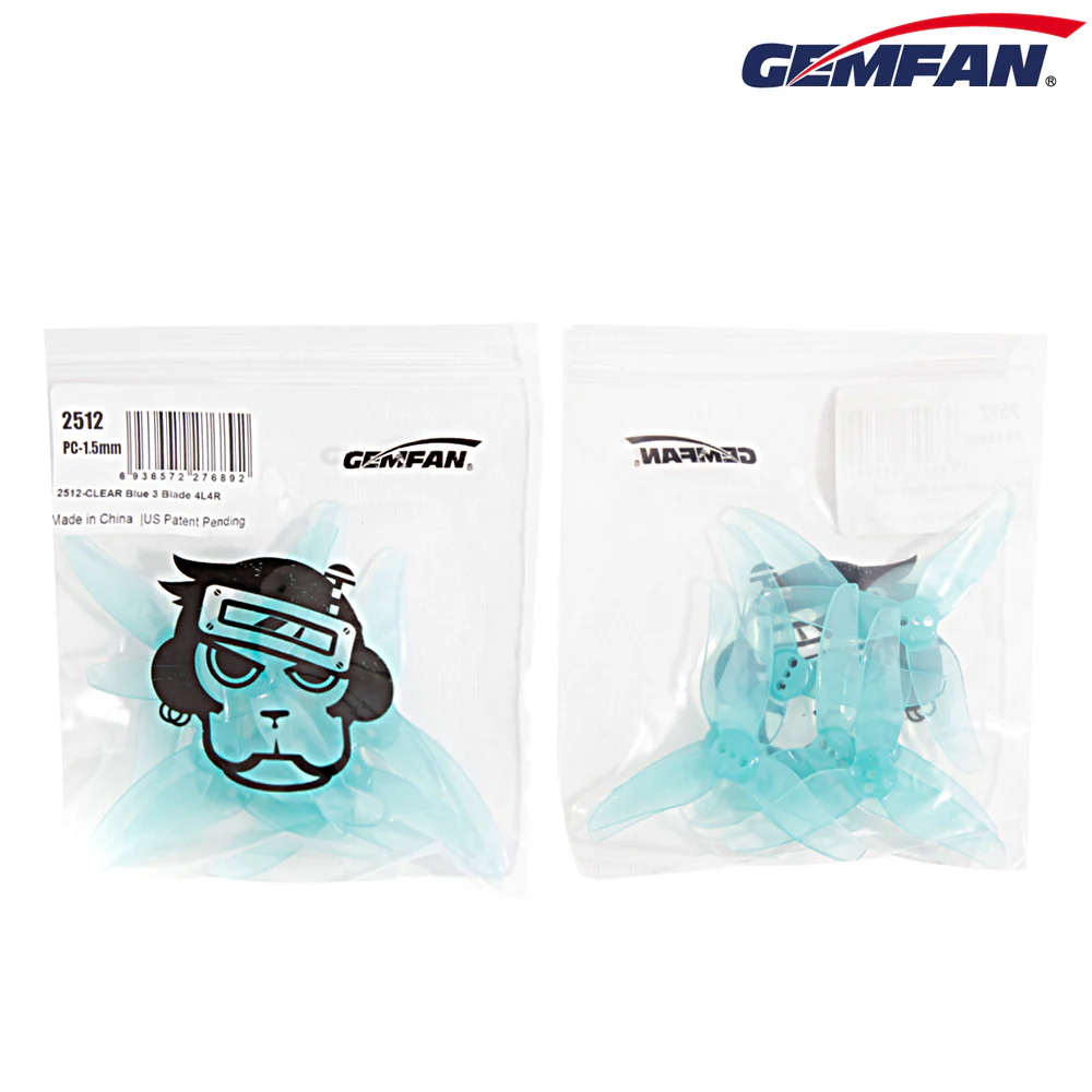 Gemfan Hurricane 2512 3-Blade Props – Blue (1.5mm Shaft, 4 Pairs) - Image 5