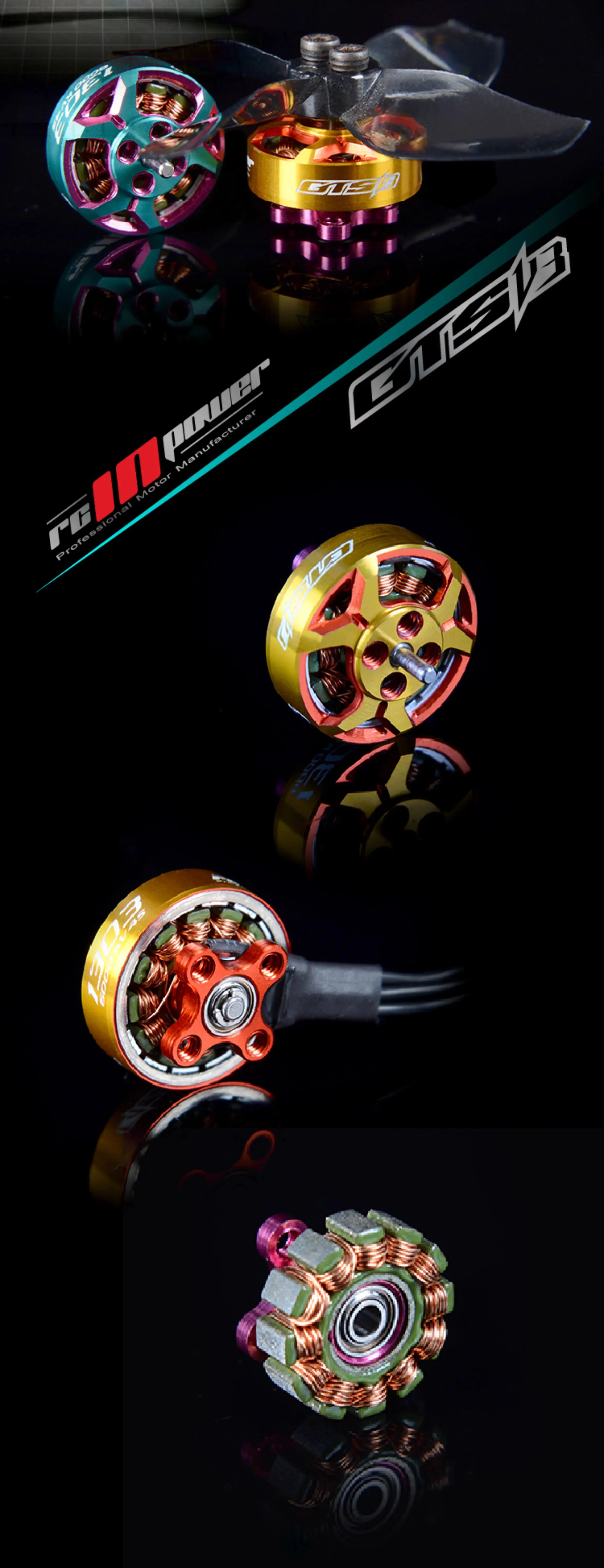 RCINPower GTS V3 1303 6000KV Plus Brushless FPV Motor (1 pc) - Gold Orange - Image 5